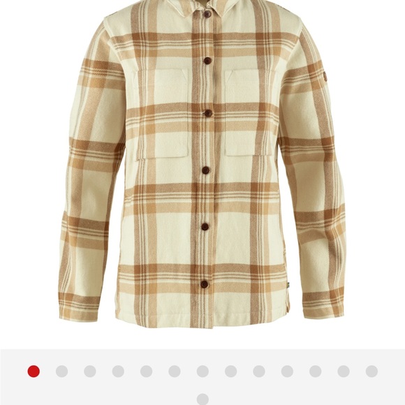 Fjallraven Singi Flannel Beige Plaid Button Down Shirt EUC - Picture 3 of 5